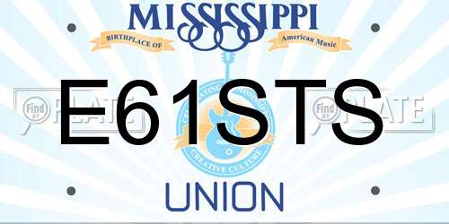 E61STS Mississippi License Plate