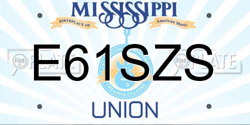 E61SZS Mississippi License Plate