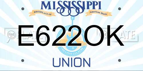 E622OK Mississippi License Plate