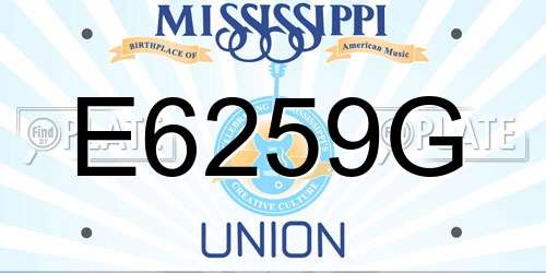E6259G Mississippi License Plate