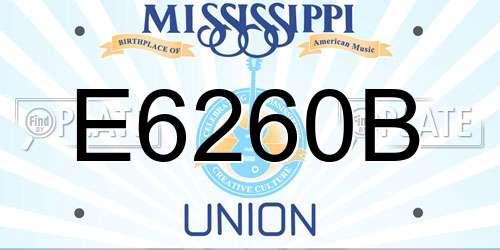 E6260B Mississippi License Plate