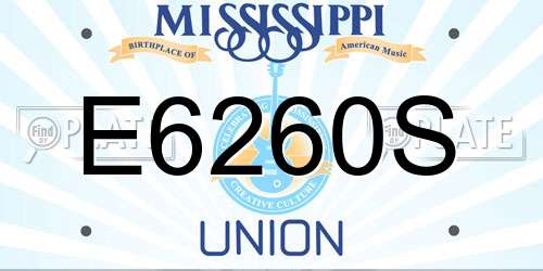 E6260S Mississippi License Plate