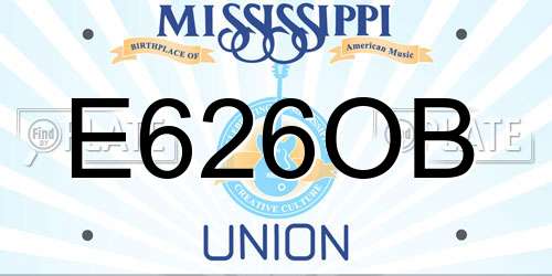 E626OB Mississippi License Plate