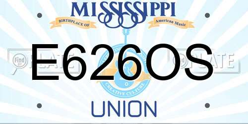 E626OS Mississippi License Plate