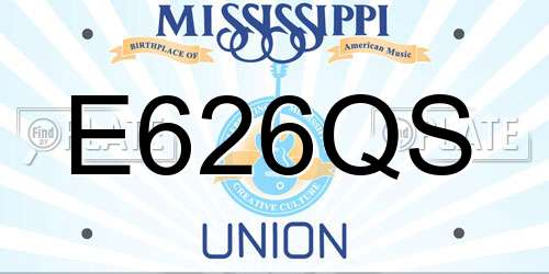 E626QS Mississippi License Plate