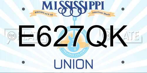 E627QK Mississippi License Plate