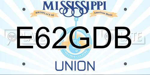 E62GDB Mississippi License Plate