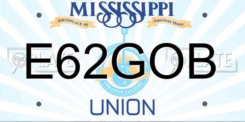 E62GOB Mississippi License Plate