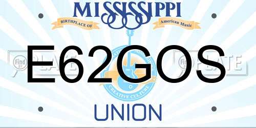 E62GOS Mississippi License Plate