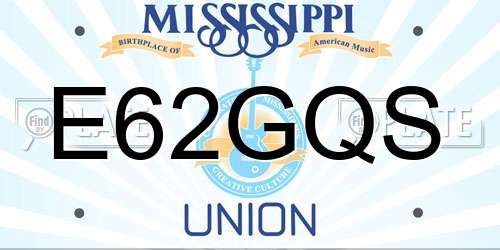 E62GQS Mississippi License Plate