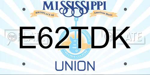 E62TDK Mississippi License Plate