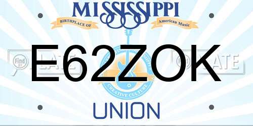 E62ZOK Mississippi License Plate