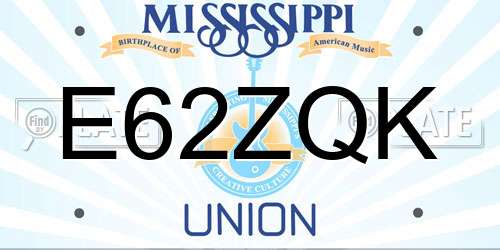 E62ZQK Mississippi License Plate
