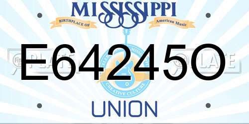 E64245O Mississippi License Plate