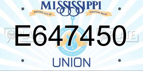 E647450 Mississippi License Plate
