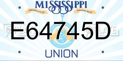 E64745D Mississippi License Plate