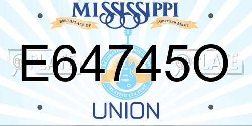 E64745O Mississippi License Plate