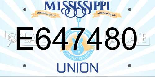 E647480 Mississippi License Plate