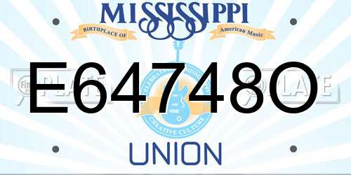 E64748O Mississippi License Plate