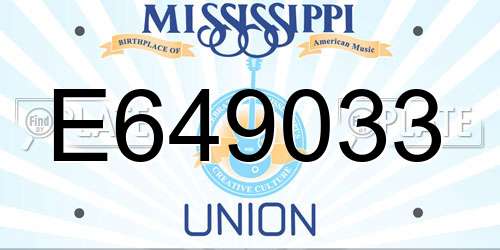 E649033 Mississippi License Plate