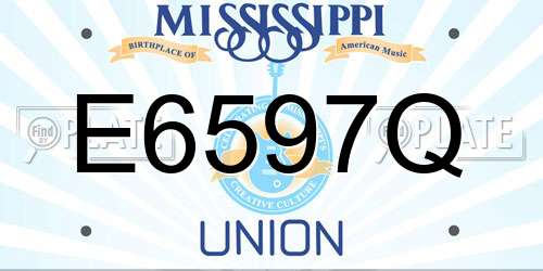 E6597Q Mississippi License Plate