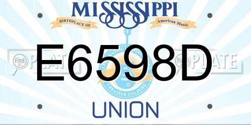 E6598D Mississippi License Plate