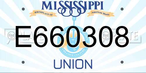 E660308 Mississippi License Plate