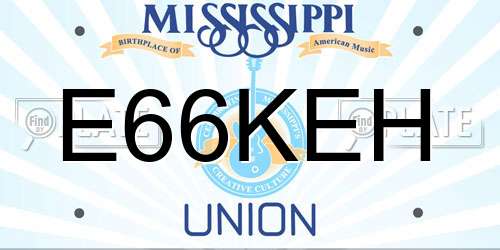 E66KEH Mississippi License Plate