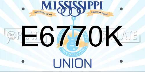 E6770K Mississippi License Plate