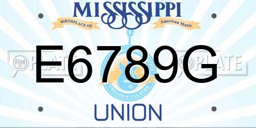 E6789G Mississippi License Plate