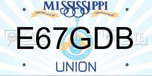 E67GDB Mississippi License Plate