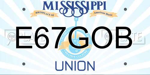 E67GOB Mississippi License Plate