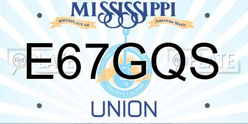 E67GQS Mississippi License Plate