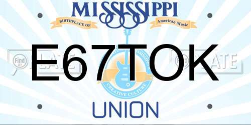 E67TOK Mississippi License Plate
