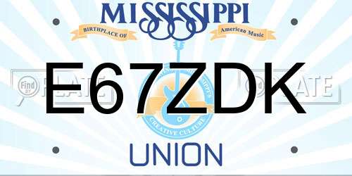 E67ZDK Mississippi License Plate
