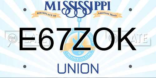 E67ZOK Mississippi License Plate