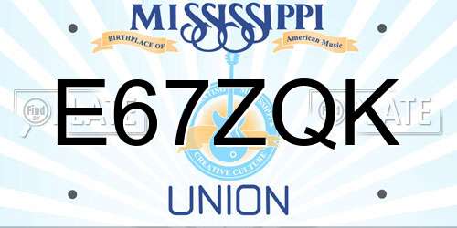 E67ZQK Mississippi License Plate