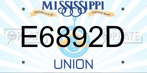 E6892D Mississippi License Plate