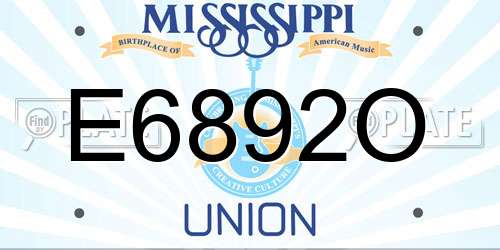 E6892O Mississippi License Plate