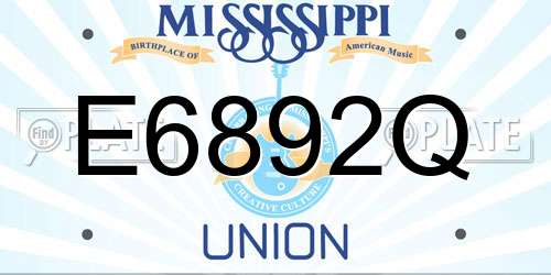 E6892Q Mississippi License Plate