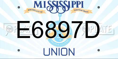 E6897D Mississippi License Plate