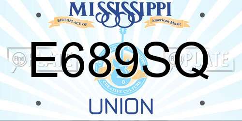 E689SQ Mississippi License Plate