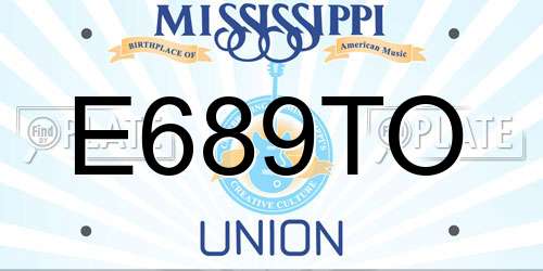 E689TO Mississippi License Plate