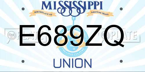 E689ZQ Mississippi License Plate