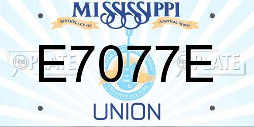E7077E Mississippi License Plate