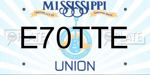 E70TTE Mississippi License Plate
