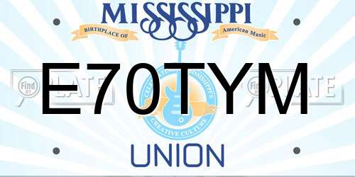 E70TYM Mississippi License Plate