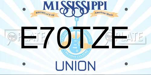 E70TZE Mississippi License Plate