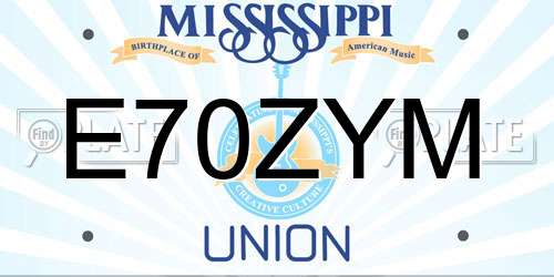 E70ZYM Mississippi License Plate
