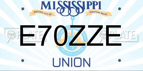 E70ZZE Mississippi License Plate